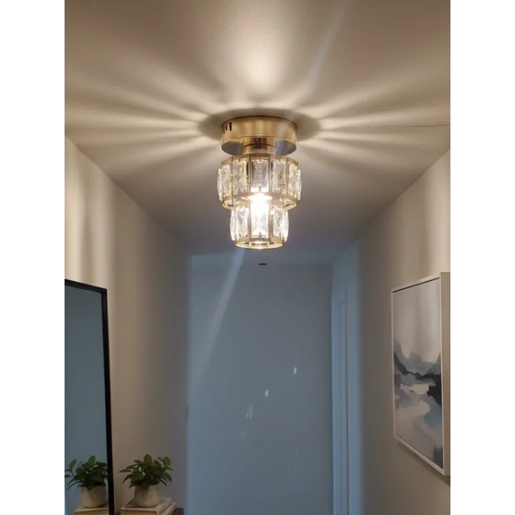 Astra Tekli Gold Kaplama Kristal Taşlı Sarkıt Avize