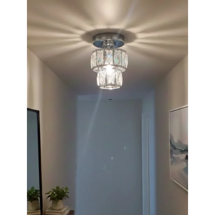 Astra Tekli Krom Kaplama Kristal Taşlı Sarkıt Avize