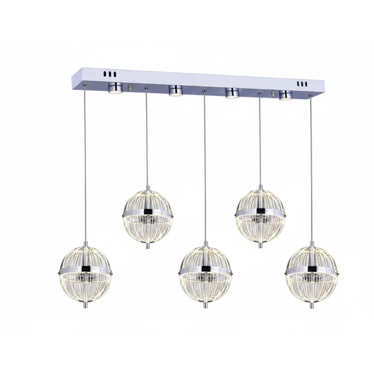 Carina 5li Sıralı Ledli Krom Sarkıt Avize