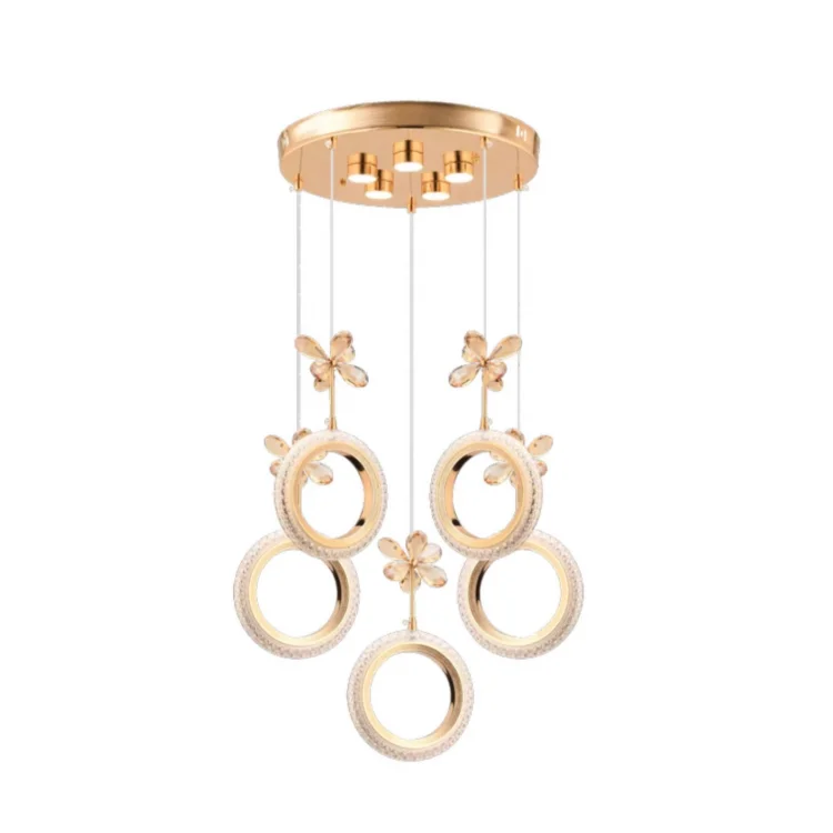 Fendi Ledli 6lı Gold Sarkıt Avize