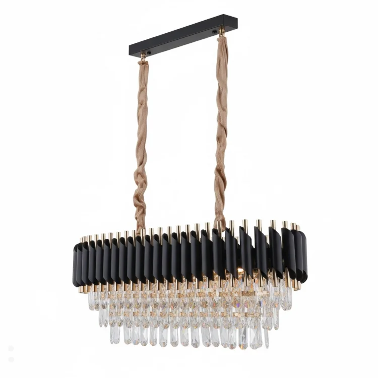 Lara Siyah-Gold Yemek Masası 80x30 Modern Taşlı Avize