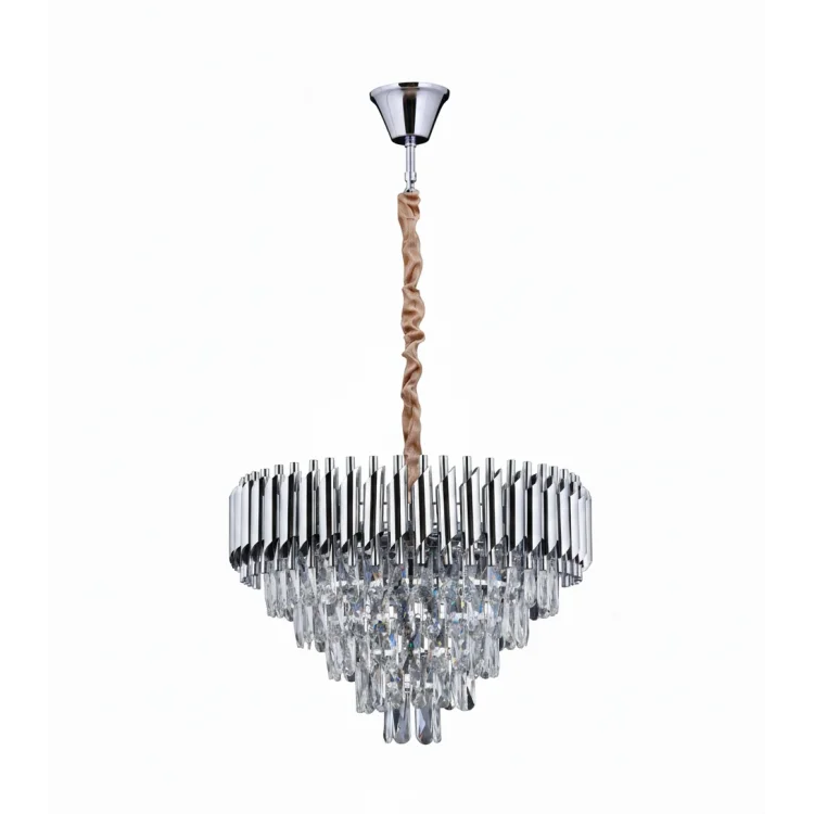 Lara Yuvarlak 55lik Krom Modern Taşlı Avize