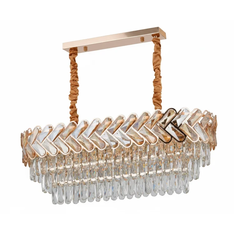 Luce Yemek Masası 80x30 Gold Modern Taşlı Avize