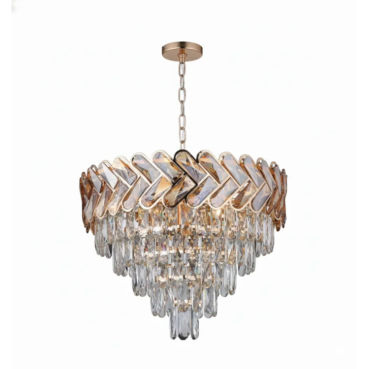 Luce Yuvarlak 50lik Gold Modern Taşlı Avize