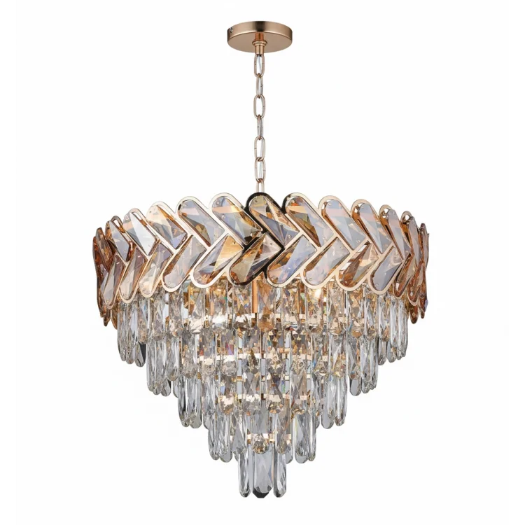 Luce Yuvarlak 60lık Gold Modern Taşlı Avize