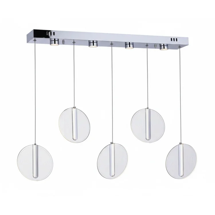 Luvia 5li Sıralı Ledli Krom Sarkıt Avize