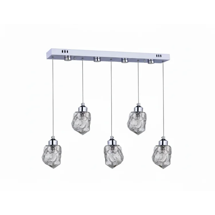 Moon 5li Sıralı Ledli Krom Sarkıt Avize