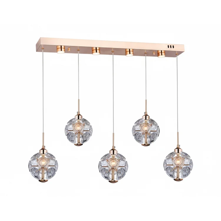 Pora 5li Sıralı Ledli Gold Sarkıt Avize