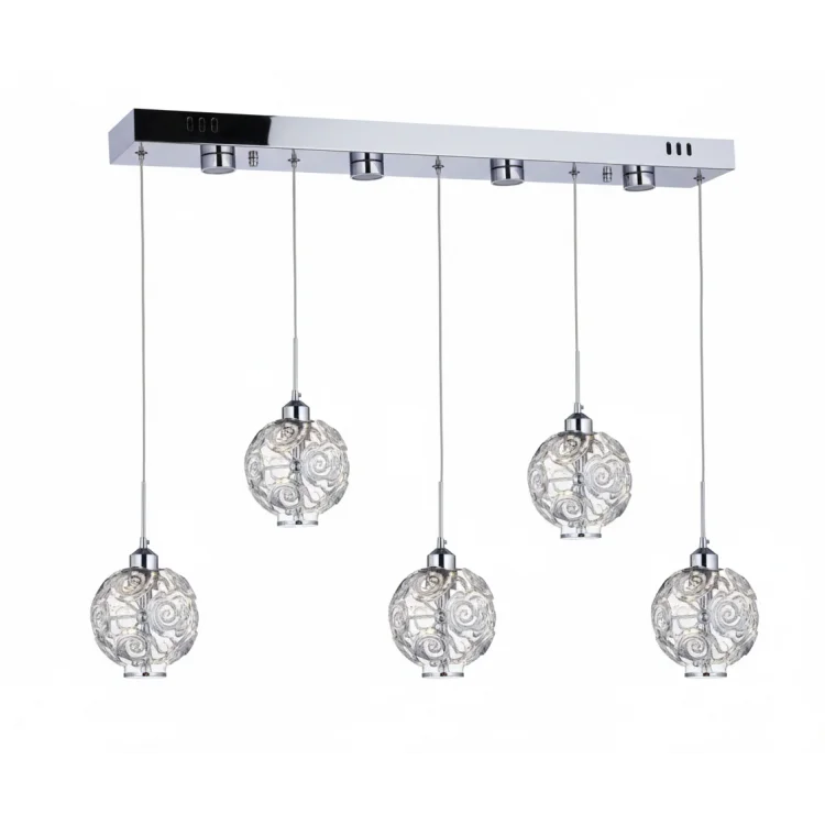 Pora 5li Sıralı Ledli Krom Sarkıt Avize