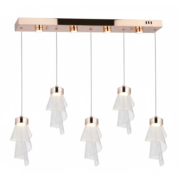 Reina 5li Sıralı Ledli Gold Sarkıt Avize