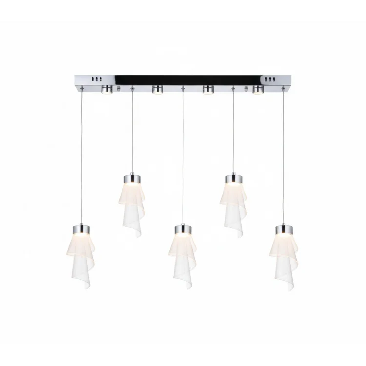 Reina 5li Sıralı Ledli Krom Sarkıt Avize