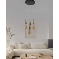 Damla Bal Cam 4Lü Eskitme Yuvarlak Modern Sarkıt Avize