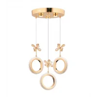 Halka Led 3lü Modern Gold Kasa Lüks Avize