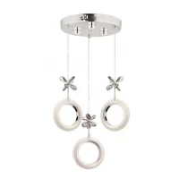 Halka Led 3lü Modern Krom Kasa Lüks Avize