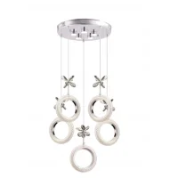 Halka Led 5li Modern Krom Kasa Lüks Avize