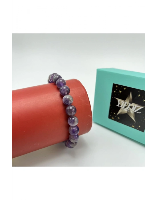 Ametist 8mm Elastik Misinalı Doğal Taş Bileklik