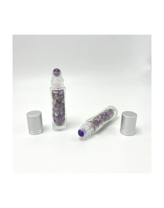 Ametist Doğal Taş Esans Şişesi ve Roller Masaj Aleti 10ml