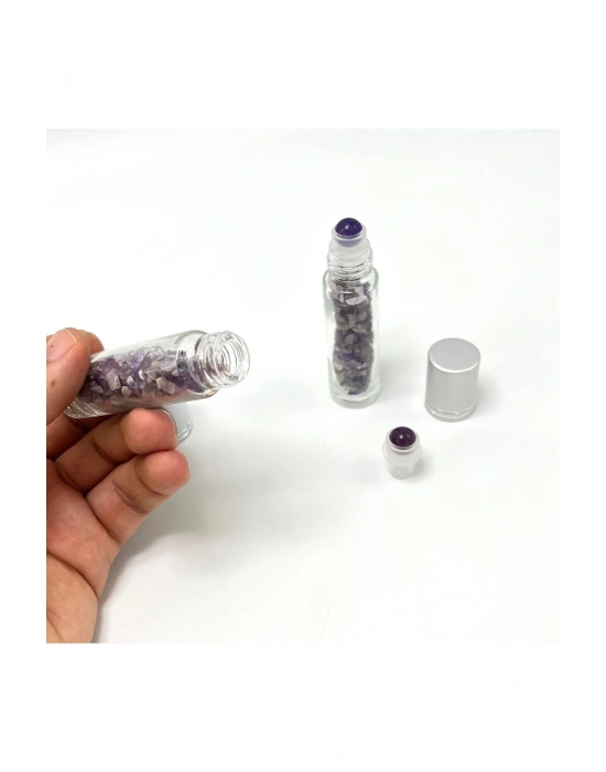 Ametist Doğal Taş Esans Şişesi ve Roller Masaj Aleti 10ml