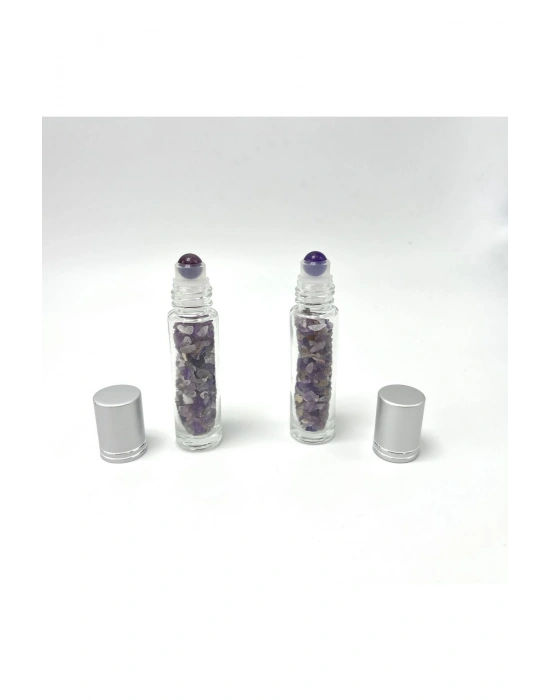 Ametist Doğal Taş Esans Şişesi ve Roller Masaj Aleti 10ml