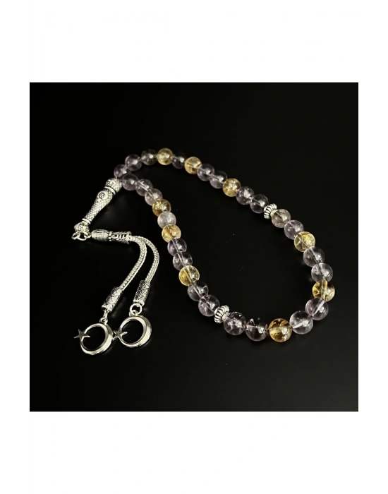 Ametrin (Ametist-Sitrin) 8mm 33lük Doğal Taş Tesbih