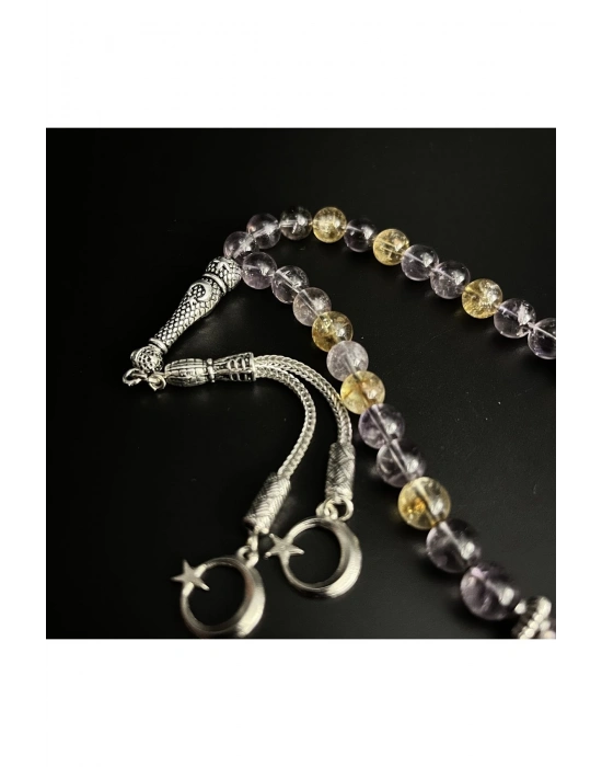 Ametrin (Ametist-Sitrin) 8mm 33lük Doğal Taş Tesbih