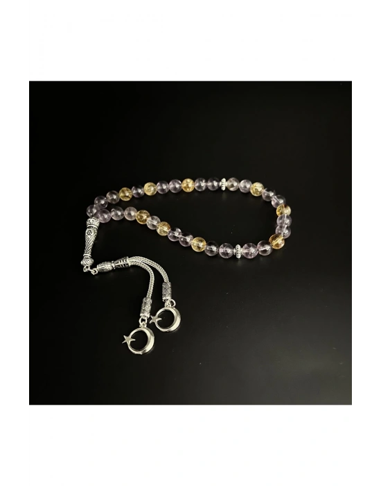 Ametrin (Ametist-Sitrin) 8mm 33lük Doğal Taş Tesbih