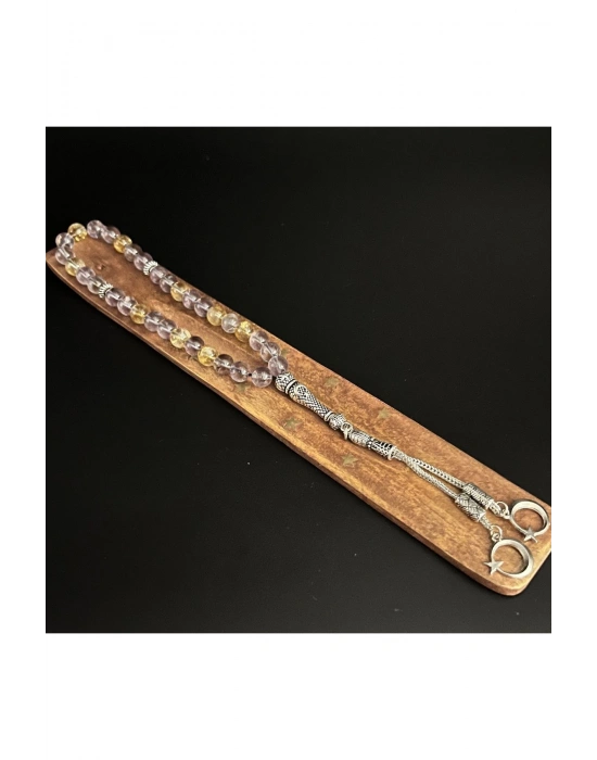 Ametrin (Ametist-Sitrin) 8mm 33lük Doğal Taş Tesbih