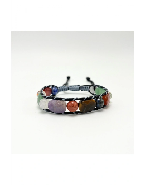 Çakra Doğal Taş El Yapımı Makrome Bileklik Lapis Sitrin Jasper Aventurin Kaplan Gözü Akik Kuvars