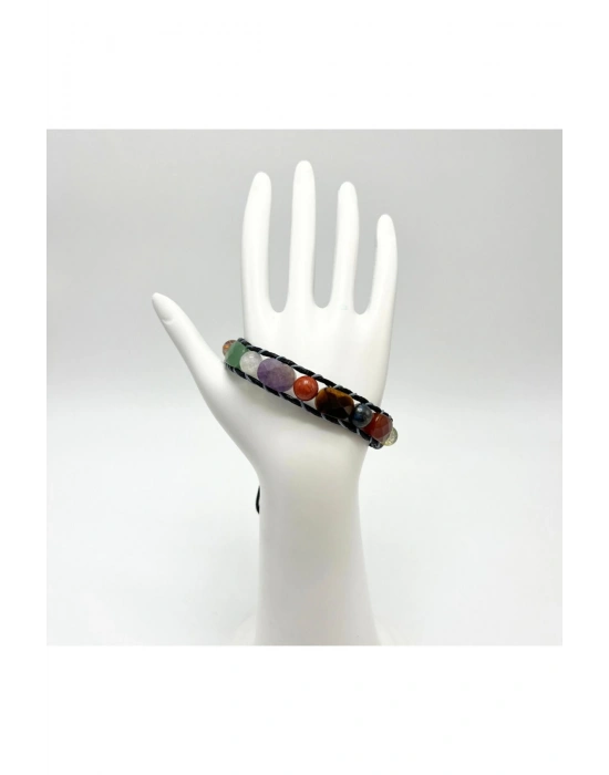 Çakra Doğal Taş El Yapımı Makrome Bileklik Lapis Sitrin Jasper Aventurin Kaplan Gözü Akik Kuvars