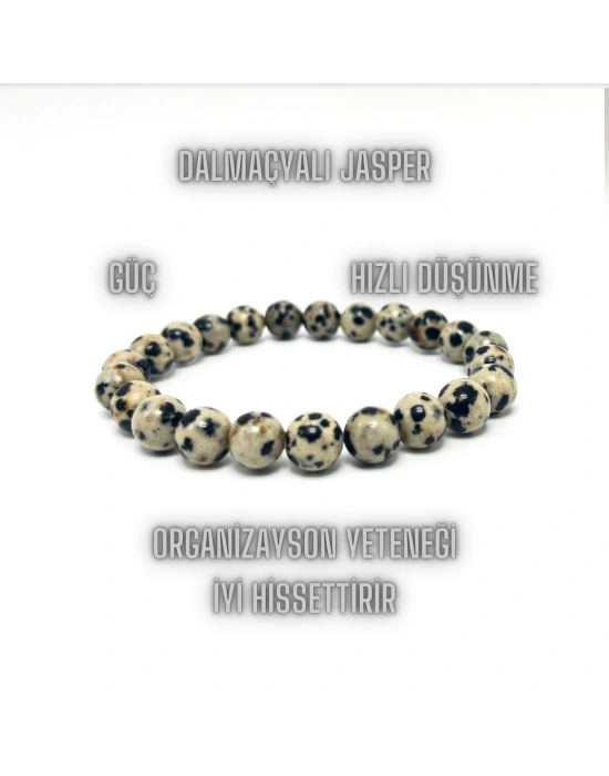 Dalmaçyalı Jasper 8mm Elastik Misinalı Doğal Taş Bileklik