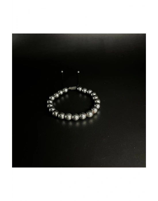 Hematit Makrome Doğal Taş Bileklik 8mm