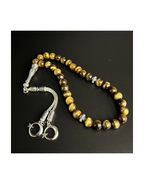 Kaplan Gözü 8mm 33lük Doğal Taş Tesbih