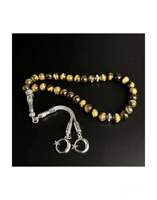 Kaplan Gözü 8mm 33lük Doğal Taş Tesbih