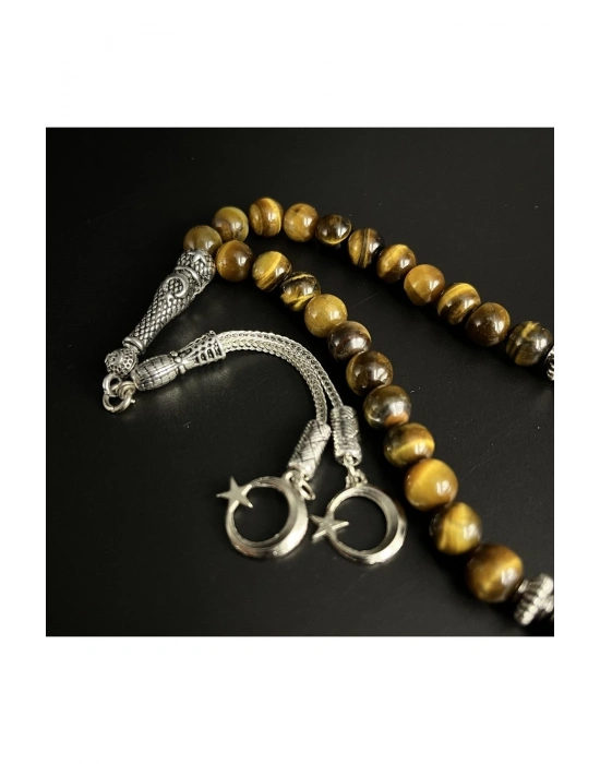 Kaplan Gözü 8mm 33lük Doğal Taş Tesbih