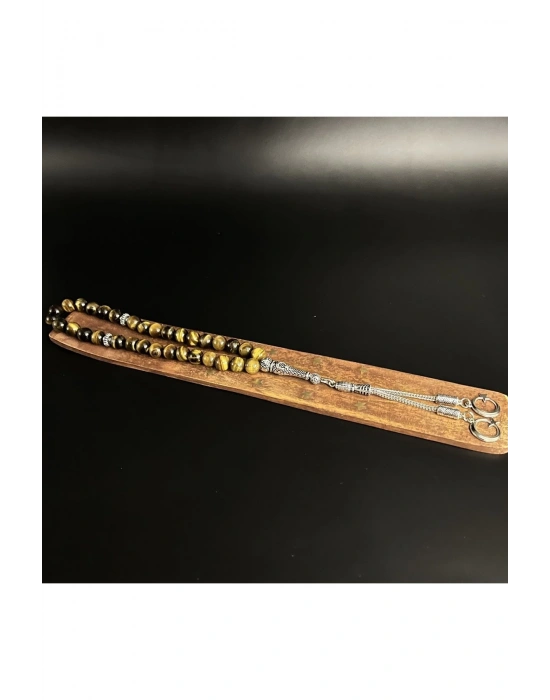 Kaplan Gözü 8mm 33lük Doğal Taş Tesbih