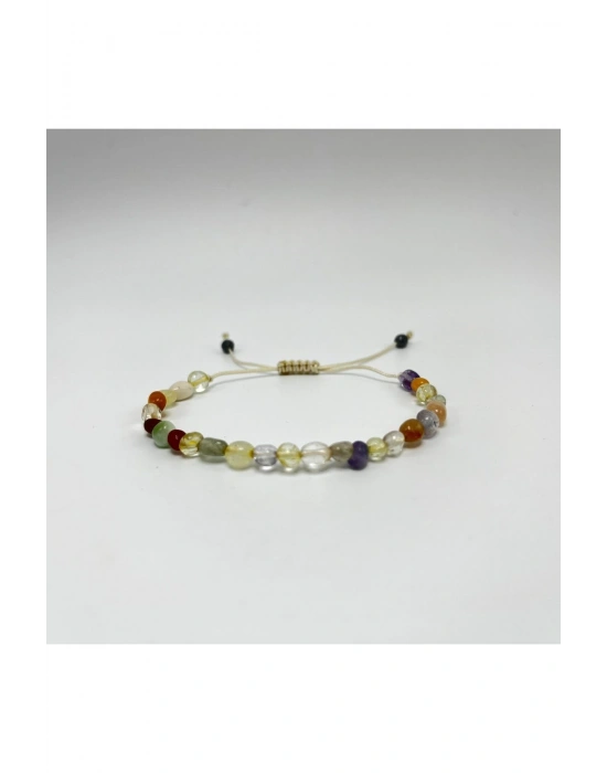 Karışık Natural Kesim Makrome Doğal Taş Bileklik