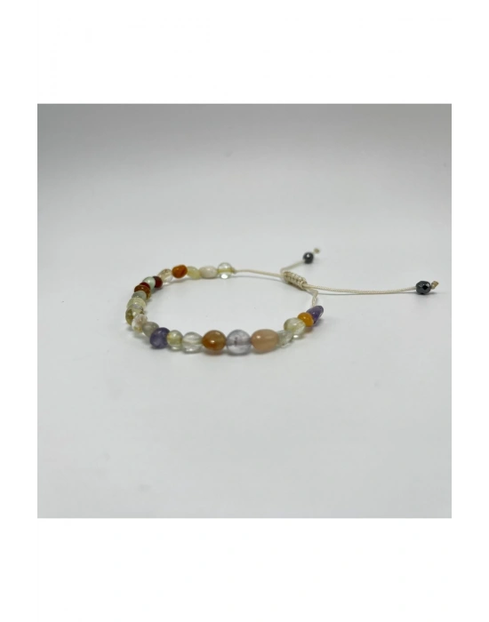 Karışık Natural Kesim Makrome Doğal Taş Bileklik