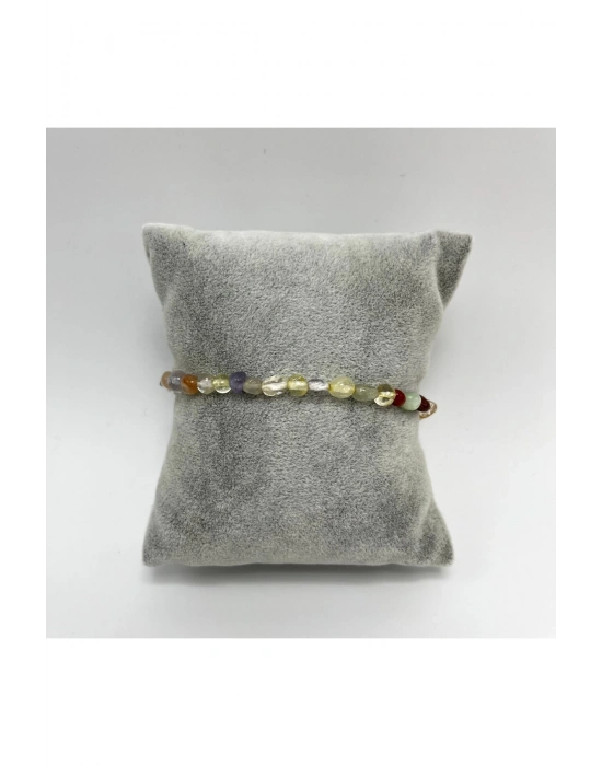 Karışık Natural Kesim Makrome Doğal Taş Bileklik
