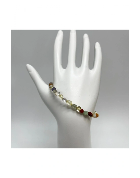 Karışık Natural Kesim Makrome Doğal Taş Bileklik