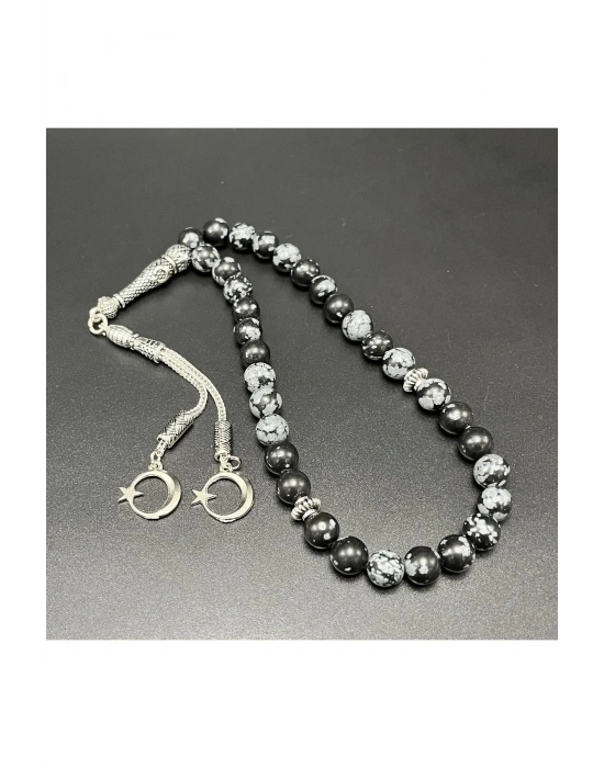 Karlı Obsidyen 8mm 33lük Doğal Taş Tesbih