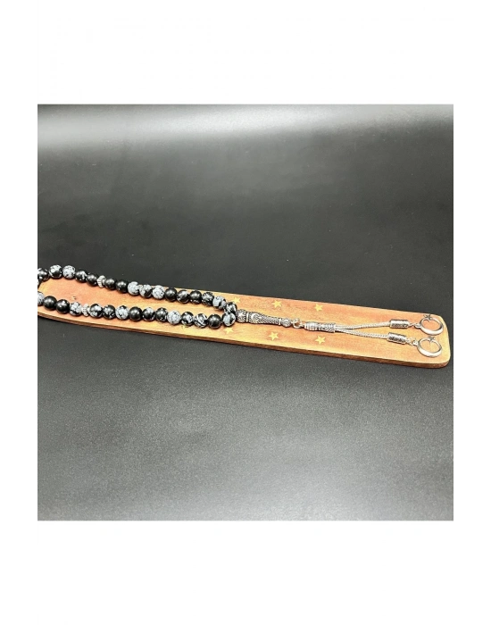 Karlı Obsidyen 8mm 33lük Doğal Taş Tesbih