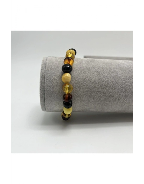 Kehribar Bileklik Natural Kesim Elastik Misinalı