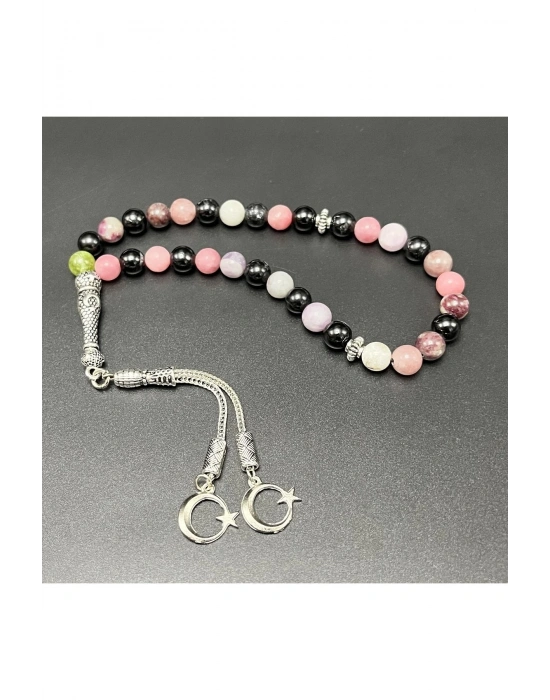 Renkli Turmalin 8mm 33lük Doğal Taş Tesbih