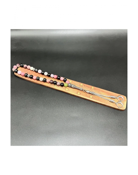 Renkli Turmalin 8mm 33lük Doğal Taş Tesbih