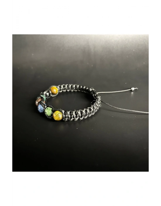 SERTİFİKAL ASLAN BURCU DOĞAL TAŞ DERİ BİLEKLİK DUMORTİERİT LAL ANYOLİT AKİK KAPLAN GÖZÜ KAN TAŞI