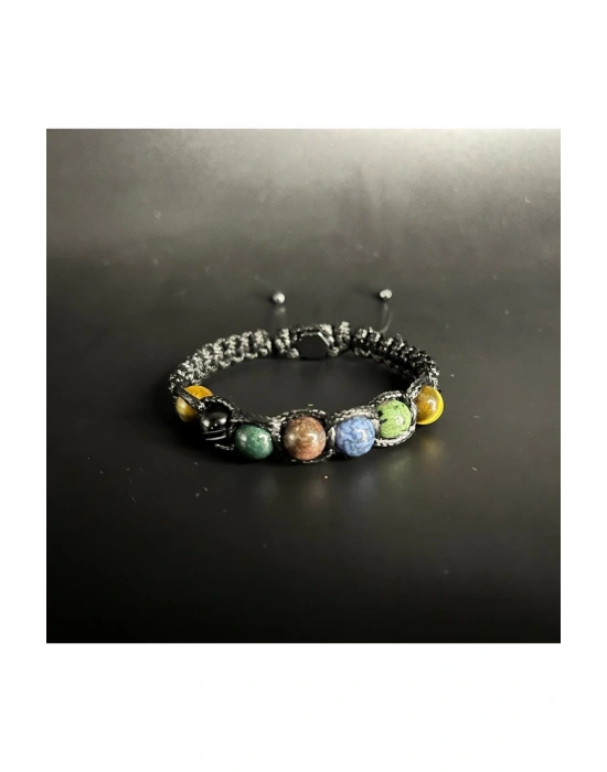 SERTİFİKAL ASLAN BURCU DOĞAL TAŞ DERİ BİLEKLİK DUMORTİERİT LAL ANYOLİT AKİK KAPLAN GÖZÜ KAN TAŞI