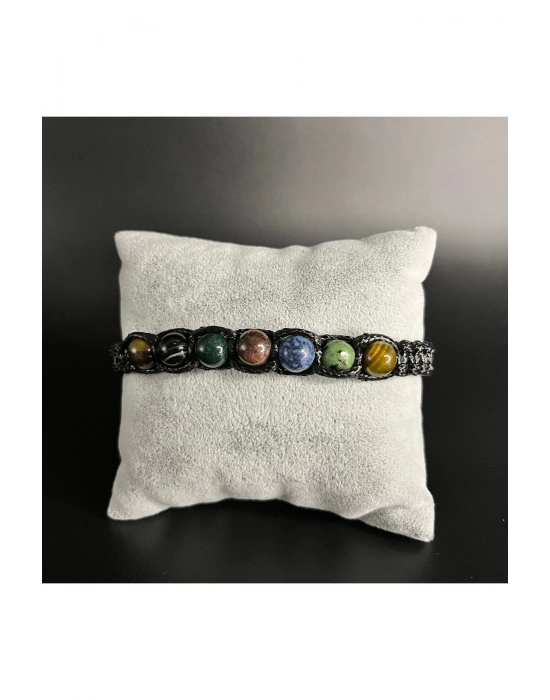 SERTİFİKAL ASLAN BURCU DOĞAL TAŞ DERİ BİLEKLİK DUMORTİERİT LAL ANYOLİT AKİK KAPLAN GÖZÜ KAN TAŞI