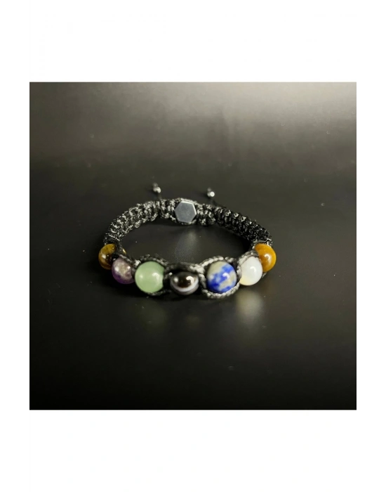 SERTİFİKAL YAY BURCU DOĞAL TAŞ DERİ BİLEKLİK AMETİST AVENTURİN AKİK LAPİS SEDEF KAPLAN GÖZÜ