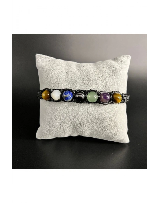 SERTİFİKAL YAY BURCU DOĞAL TAŞ DERİ BİLEKLİK AMETİST AVENTURİN AKİK LAPİS SEDEF KAPLAN GÖZÜ