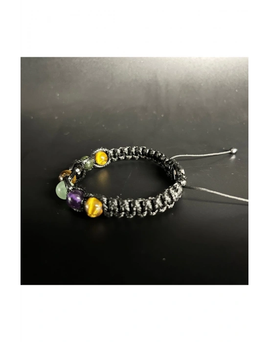 SERTİFİKAL YENGEÇ BURCU DOĞAL TAŞ DERİ BİLEKLİK D. KUVARS KAN TAŞI AVENTURİN AMETİST KAPLAN GÖZÜ